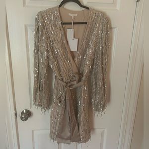 Embellished tie up special events dress NWT